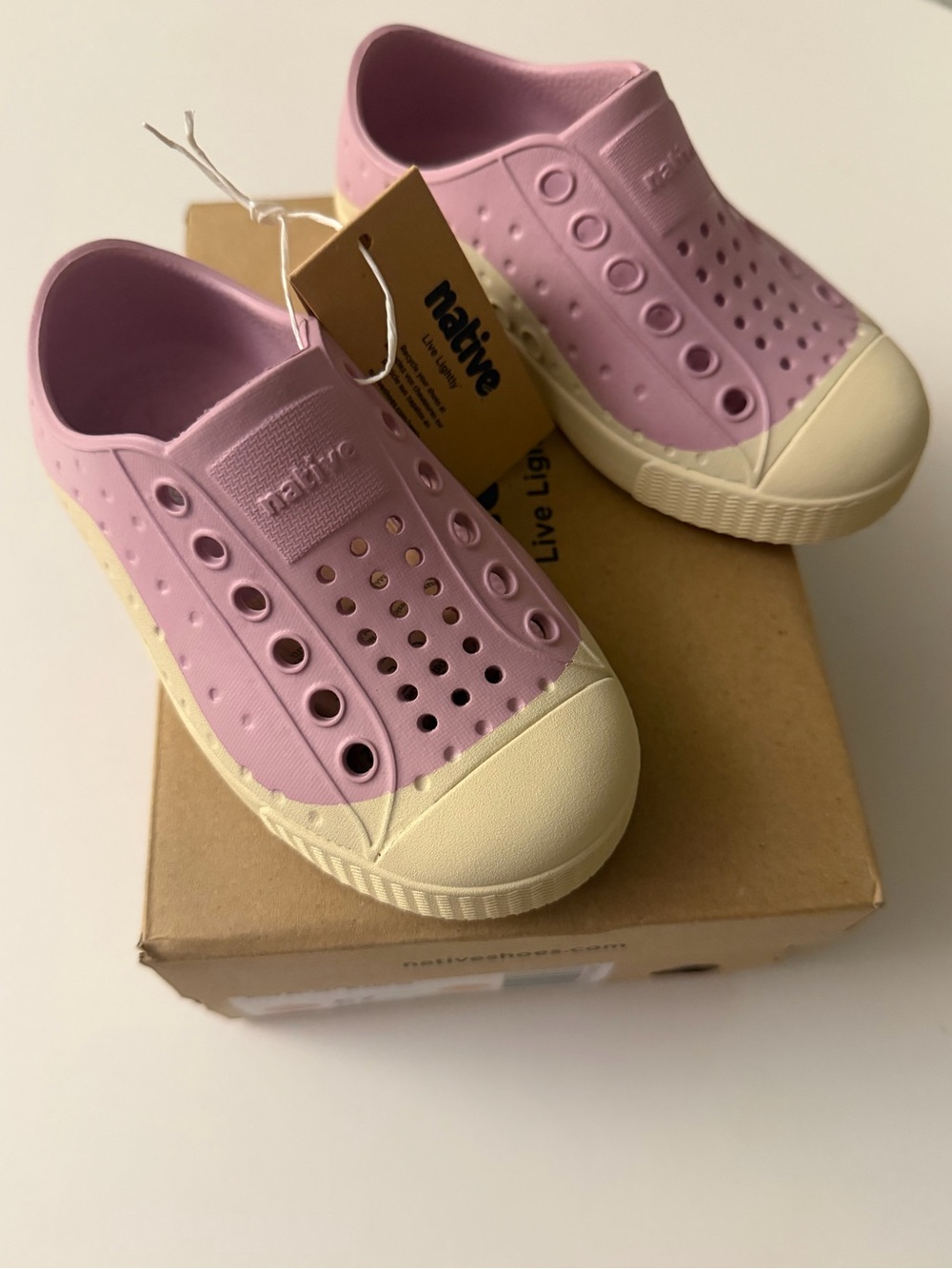 Native Shoes Kids Water Slip-Ons in Pink and Cream
